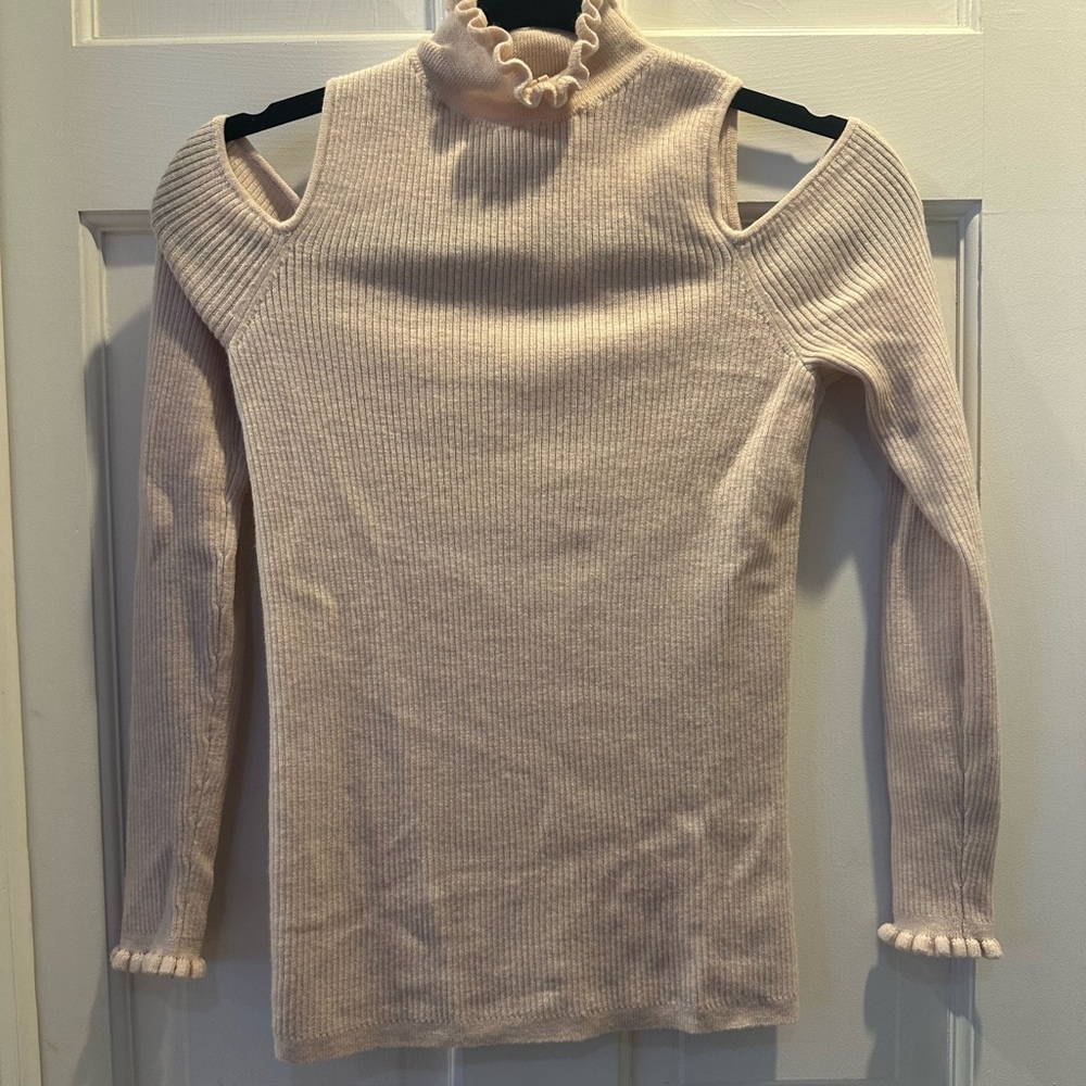 EUC REBECCA TAYLOR Mock Neck Ruffle Sweater Sz M